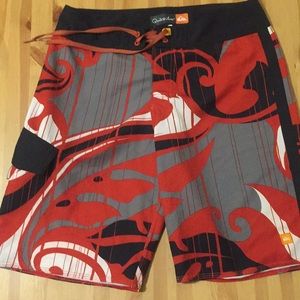 Quicksilver Board Shorts, Red, Size 30 EUC